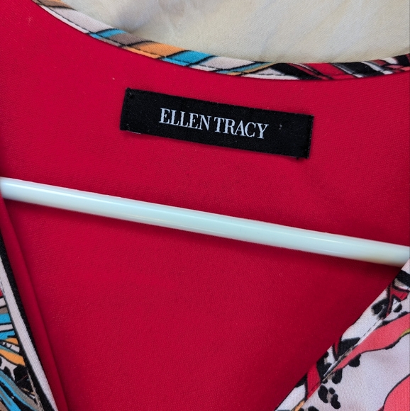 Ellen Tracy Long Sleeve Multi Colored V-Neck Maxi Dress XL - Picture 3 of 7